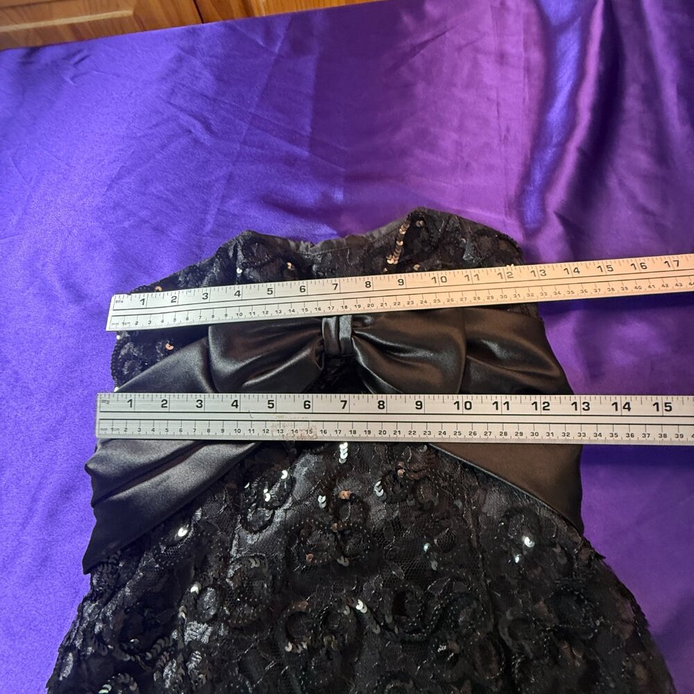 VTG📌 Mike Benet 90s Strapless Sequin Cocktail - Formal Mini Dress with Bow - Picture 12 of 16